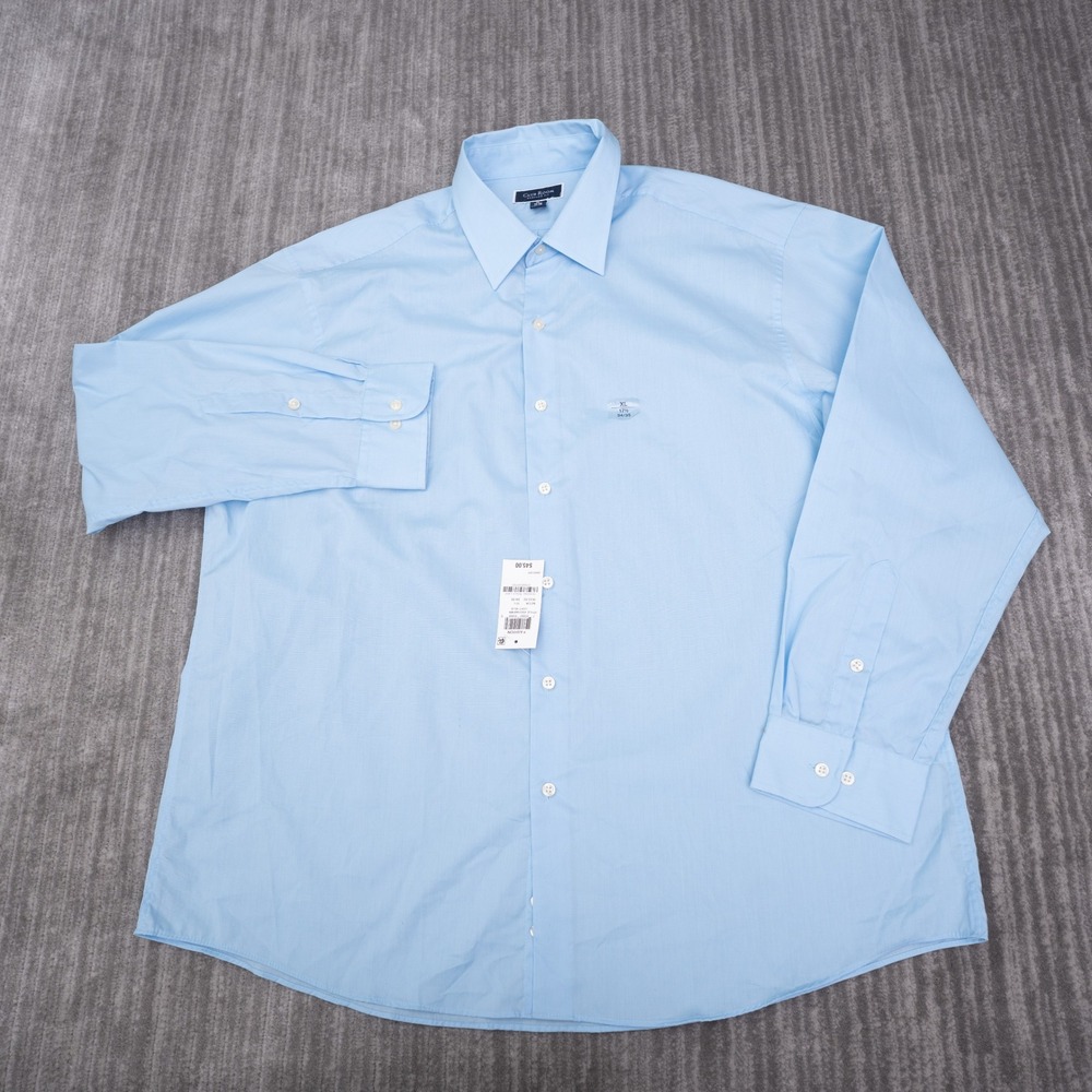 Club Room Dress Shirt Men XL 17.5 34/35 Light Blue New Regular Fit Long Sleeve